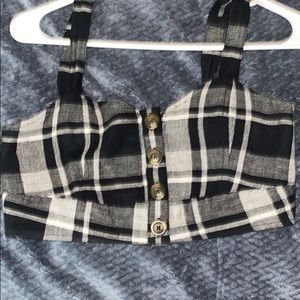 Black and White Plaid Crop Top